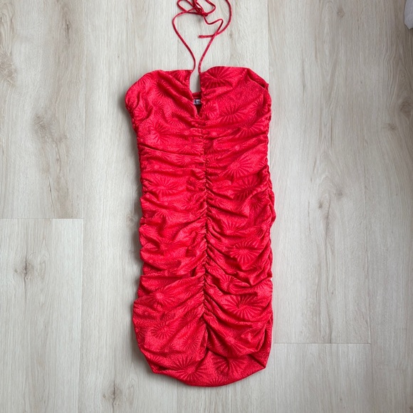 Zara Dresses & Skirts - Zara Red Ruched Mini Dress